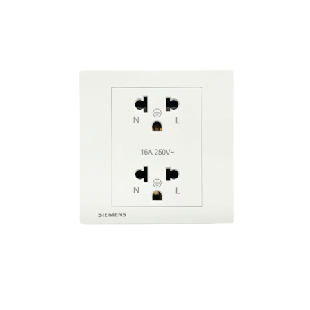 เต้ารับคู่ 3 ขา 2 ช่อง SIEMENS ซีรีส์ RELFA PLUS สีขาว ขากลมแบน_0